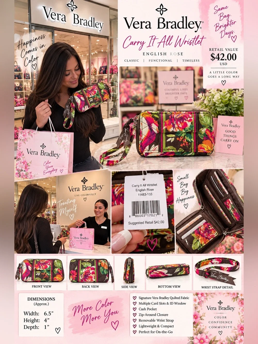 Vera Bradley Floral Carry-It-All Wristlet NWT